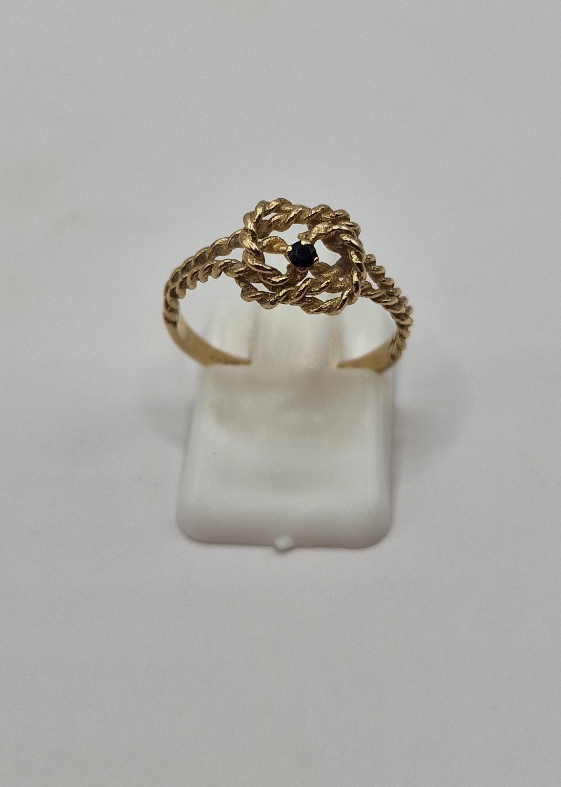 9ct Gold Sapphire Nautical Knot Rope Ring M - EW Jewellery 