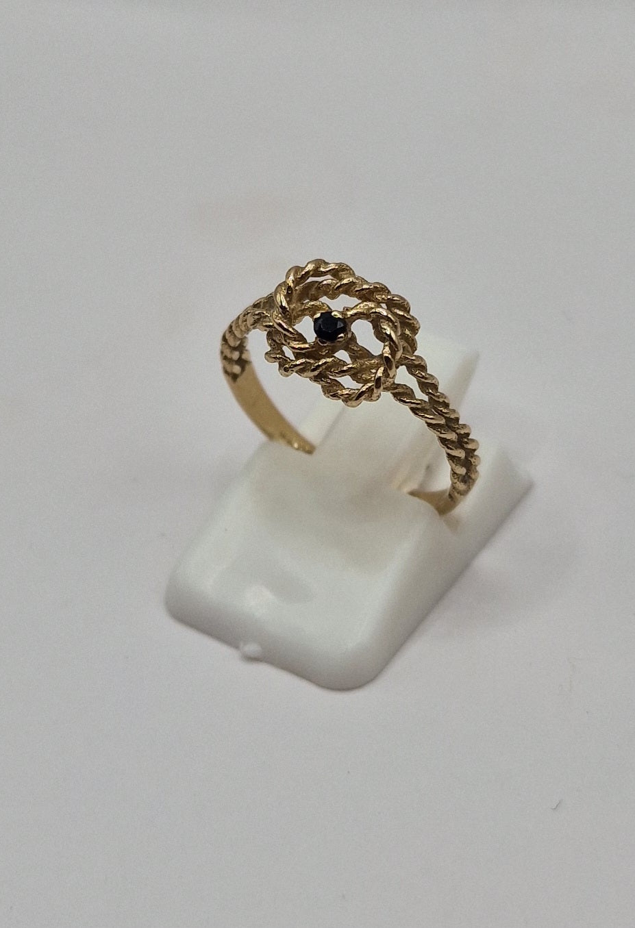 9ct Gold Sapphire Nautical Knot Rope Ring M - EW Jewellery 