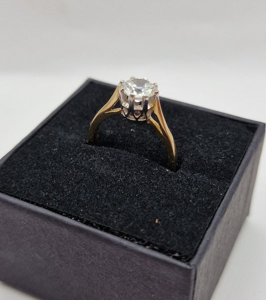 9ct Gold & CZ Solitaire Ring P - EW Jewellery 