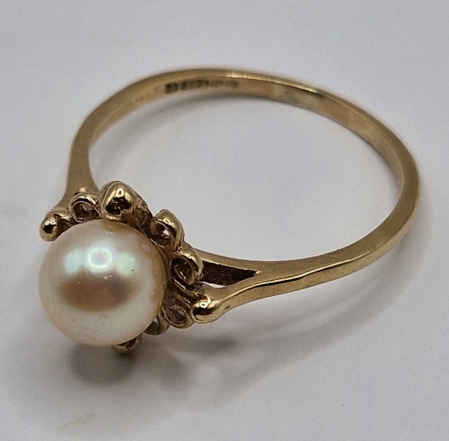 9ct Gold Solitaire Pearl Ring T - EW Jewellery 