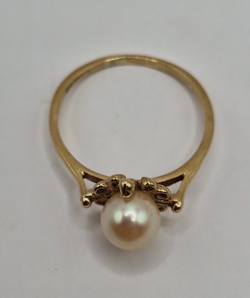 9ct Gold Solitaire Pearl Ring T - EW Jewellery 