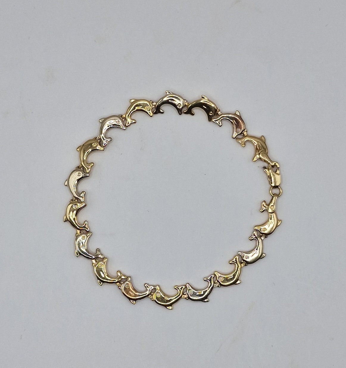 9kt Yellow & White Gold Pretty Dolphin Bracelet (4.66g) - EW Jewellery 