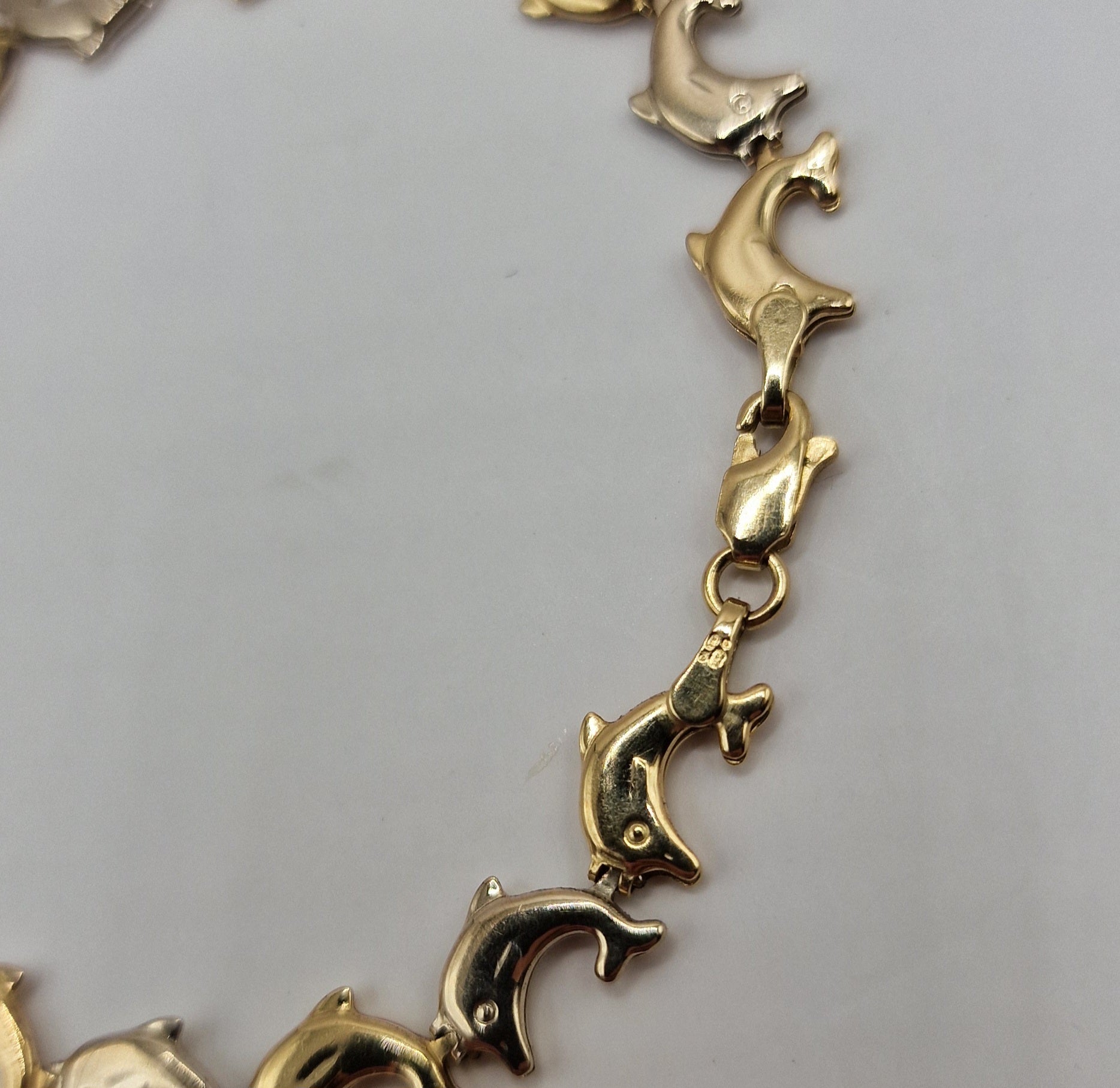 9kt Yellow & White Gold Pretty Dolphin Bracelet (4.66g) - EW Jewellery 