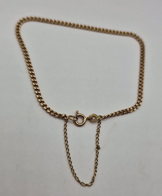 Vintage 9ct Gold Chain Italy Bracelet with Safety Chain - EW Jewellery 