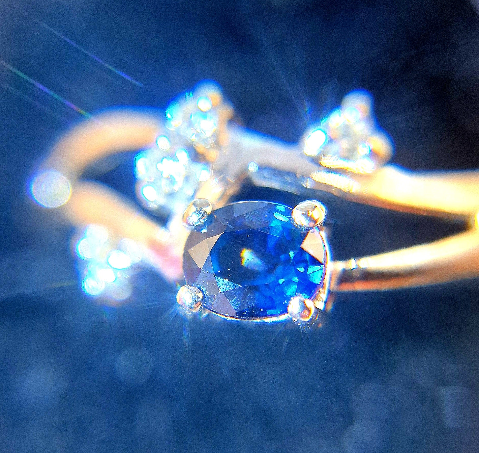 14ct Blue Sapphire, White Gold Ring M - EW Jewellery 